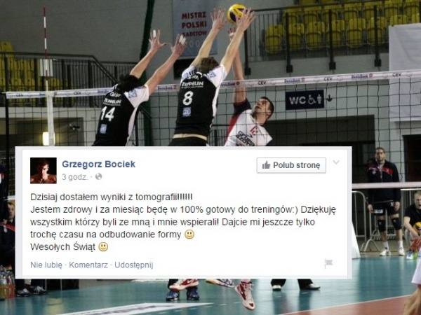 Grzegorz Bociek o wynikach tomografii poinformował na facebooku.