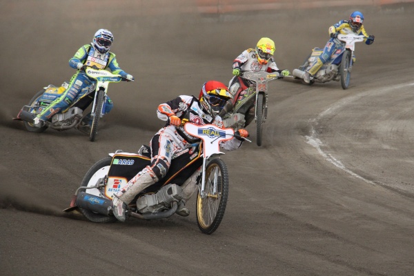 MDMP na żużlu. Turniej eliminacyjny w Opolu 21.07.2015. W czerwonym kasku Hubert Łęgowik w barwach HAWI Racing Team