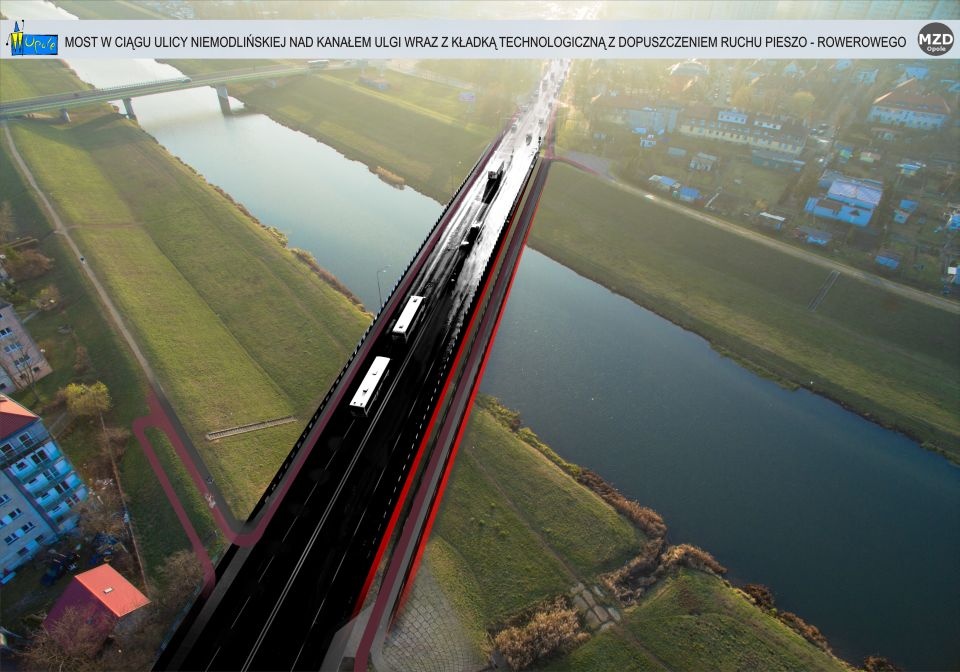 Wizualizacja mostu na ul. Niemodlińskiej [fot. UM Opola]
