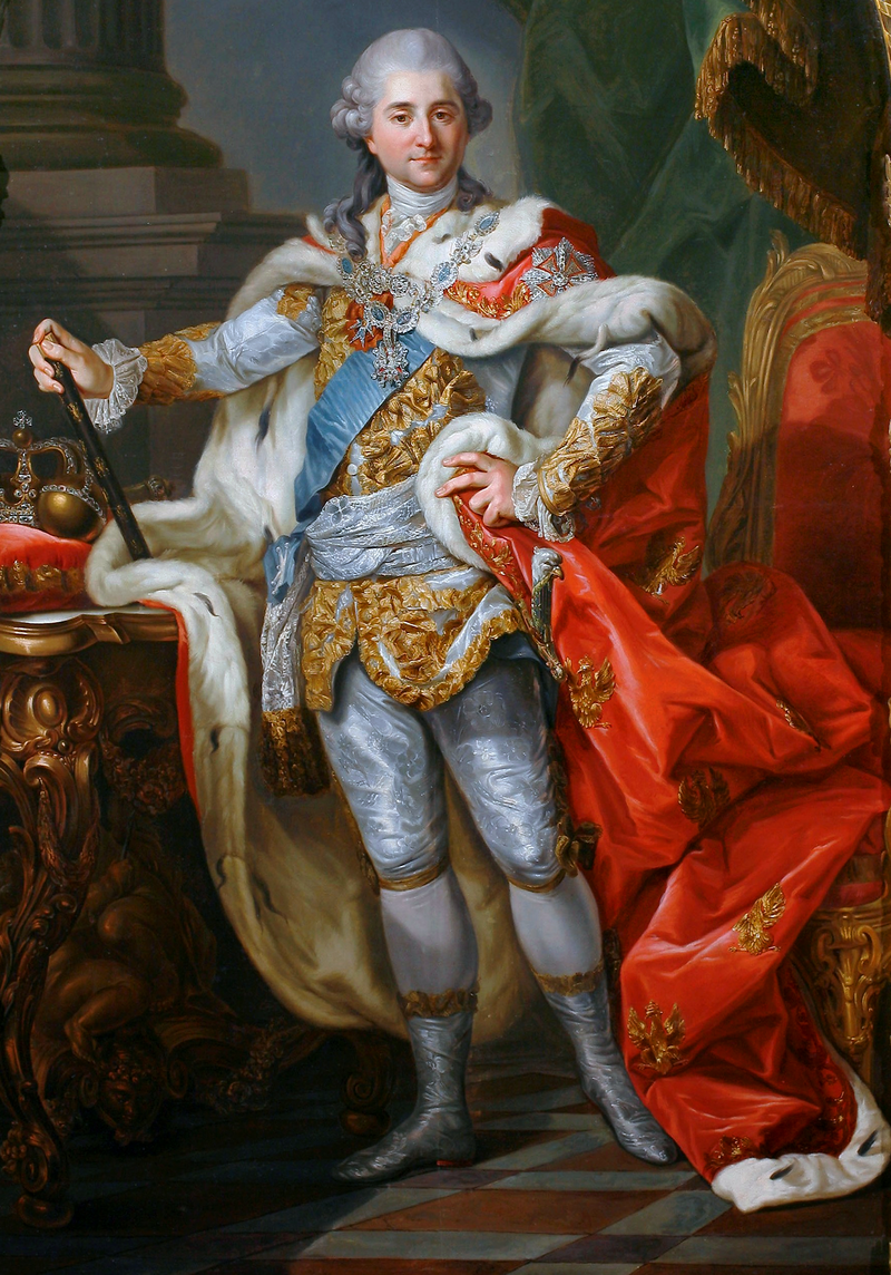 Stanisław August Poniatowski w stroju koronacyjnym, obraz Marcello Bacciarellego z 1768 [domena publiczna]