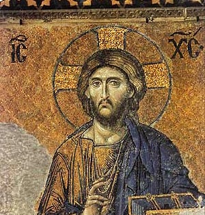 Najsłynniejsza z ocalałych mozaik bizantyńskich z kościoła Hagia Sophia – Deesis: Chrystus Pantokrator - XII w.