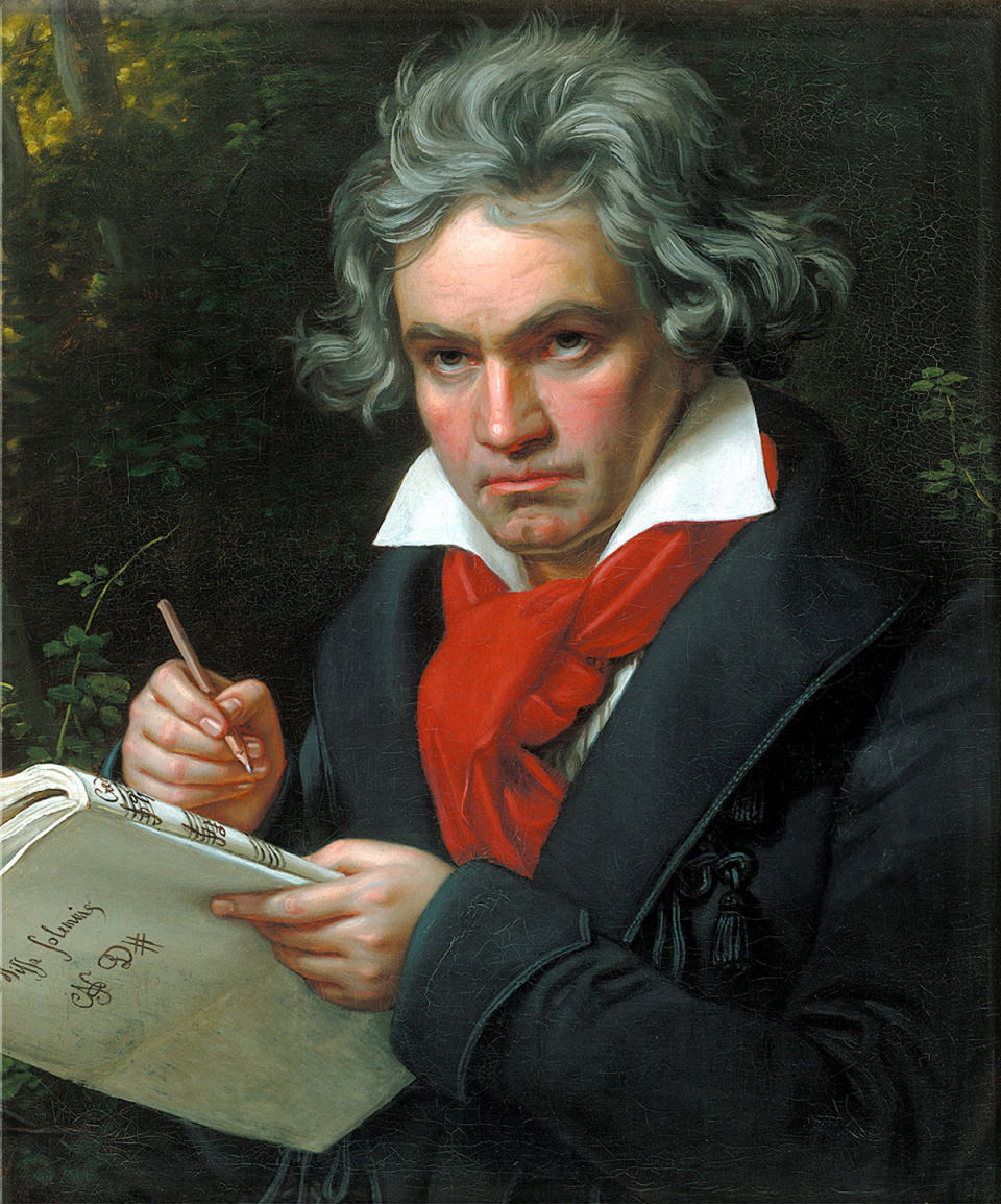 Ludwig van Beethoven w 1820 obraz Josepha Karla Stielera. domena publiczna