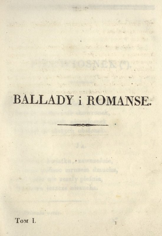 Poezye Adama Mickiewicza. Wilno; drukiem Józefa Zawadzkiego, 1822; Adam Mickiewicz (1798-1855)