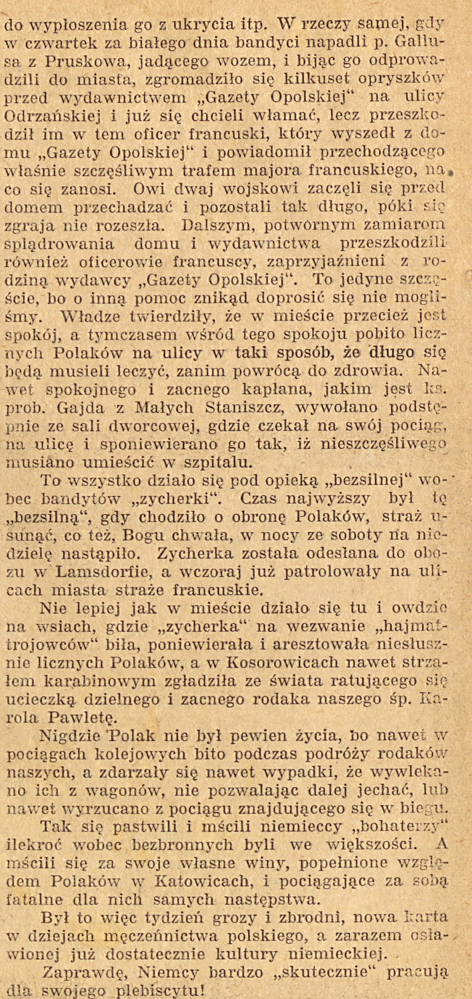 Opole, Gazeta Opolska cz.2 (31.08.1920)