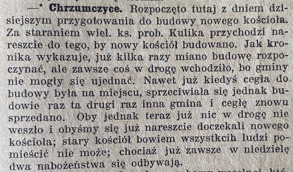 Chrząszczyce, Gazeta Opolska (04.10.1919)