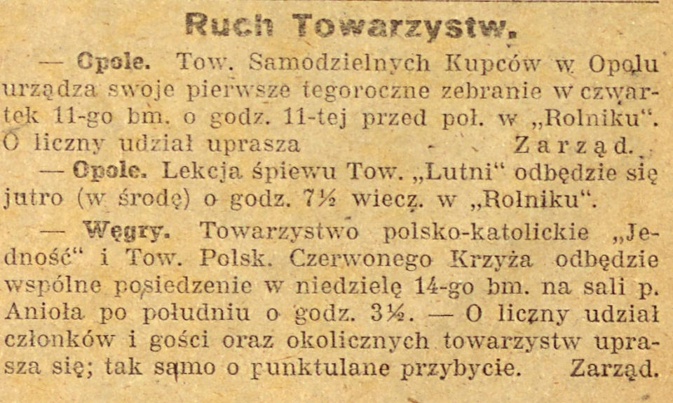 Opole, Węgry, Gazeta Opolska (10.11.1920)