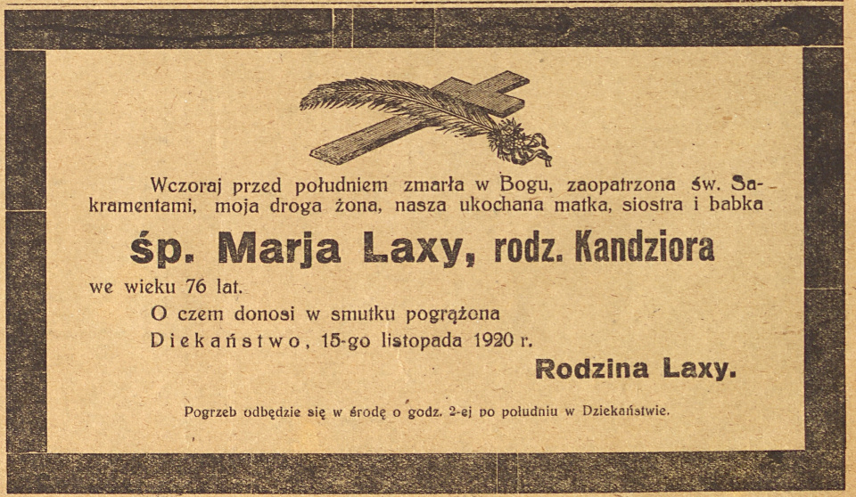 Dziekaństwo, Gazeta Opolska (16.11.1920)