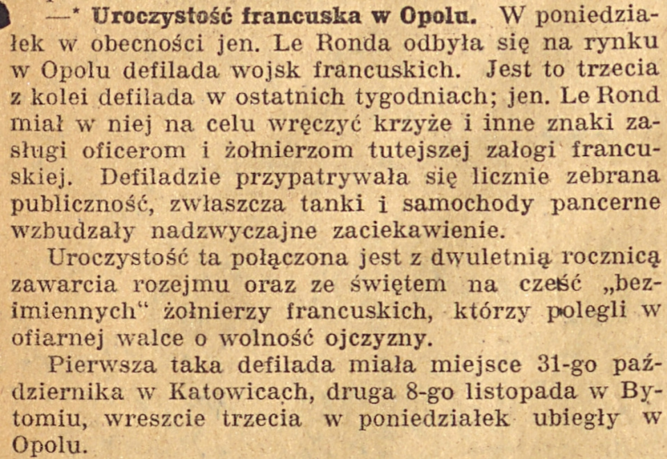 Opole, Gazeta Opolska (17.11.1920)