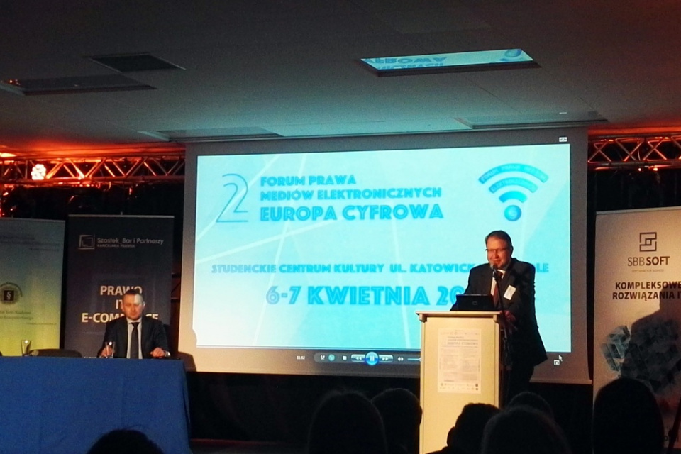 prof. Piotr Stec, 2 Forum Prawa Mediów Elektronicznych Europa Cyfrowa [fot. Justyna Krzyżanowska]