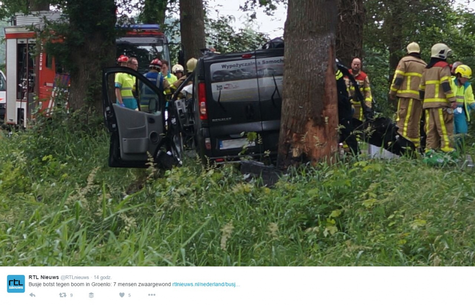 Wypadek opolskiego busa w Groenlo w Holandii - zdjęcie z Twittera RTL Nieuws