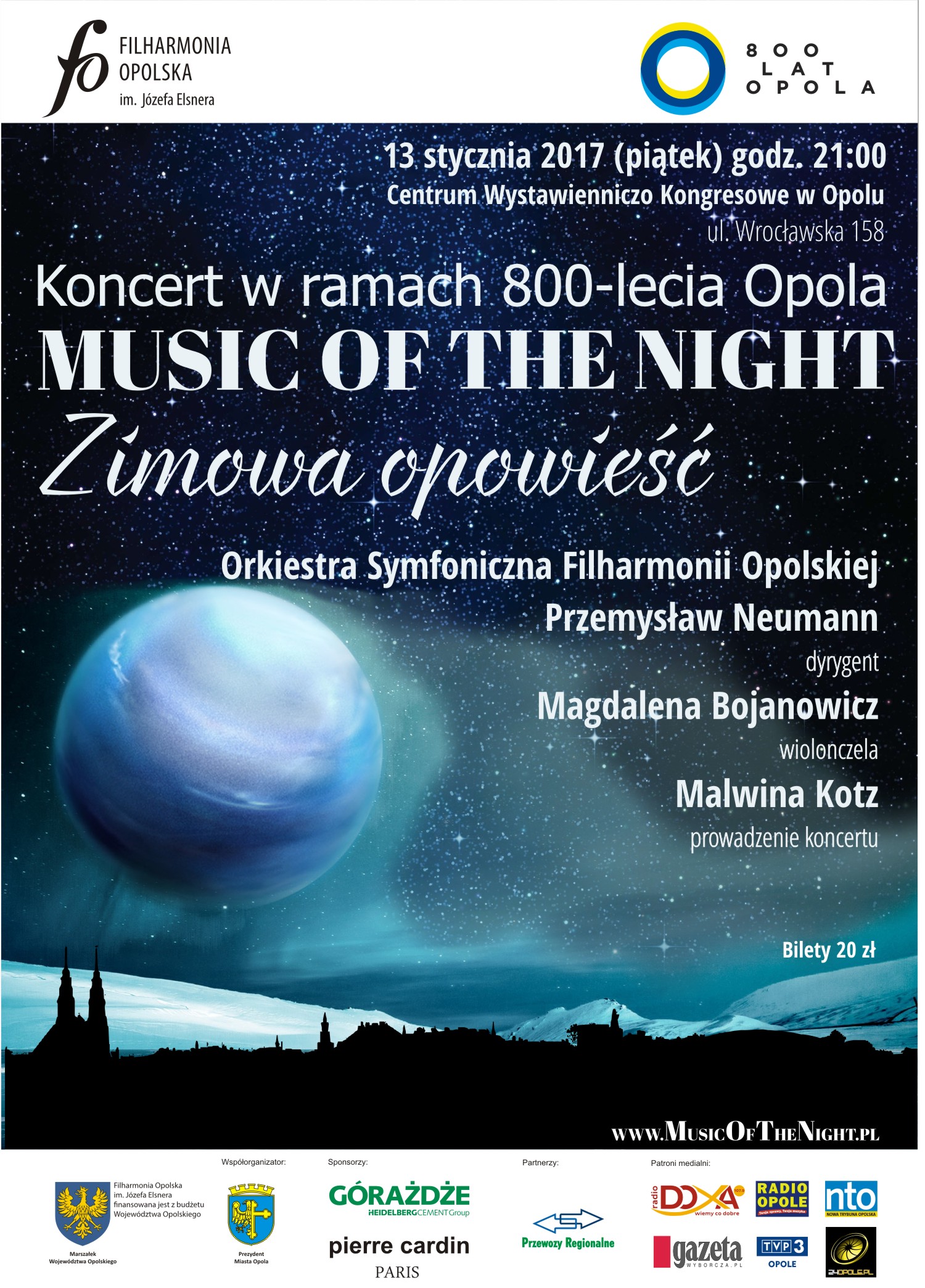 Koncert w ramach 800-lecia Opola: „Music of the Night – Zimowa Opowieść” już dziś