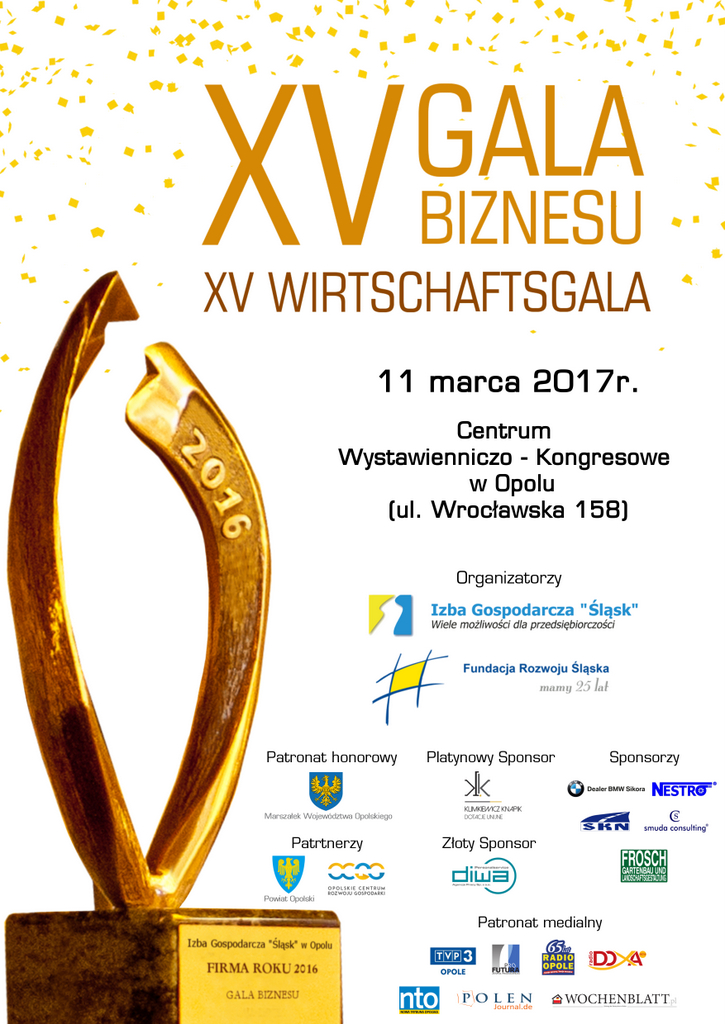 XV Gala Biznesu Izby Gospodarczej 'Śląsk' odbędzi się 11 marca w CWK