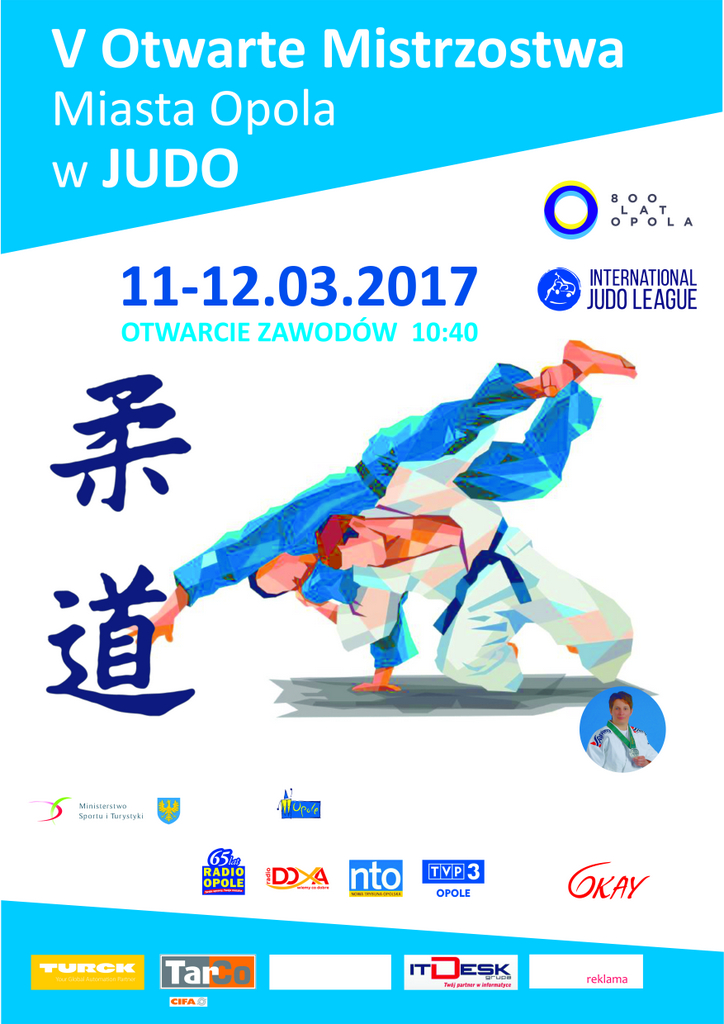 V Otwarte Mistrzostwa Miasta Opola w Judo rozpoczną się w sobotę (11.03) o godz. 10:40