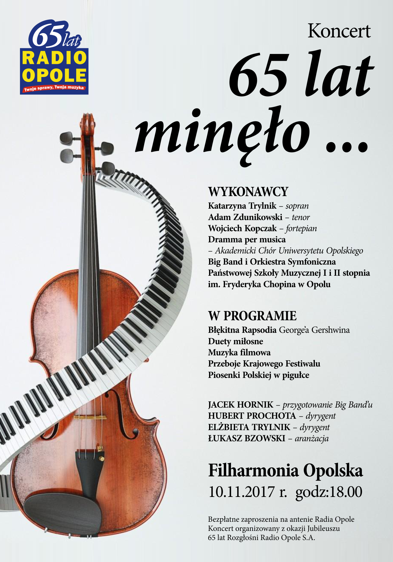 65 lat minęło… - wyjątkowy koncert w Filharmonii Opolskiej odbędzie się 10 listopada