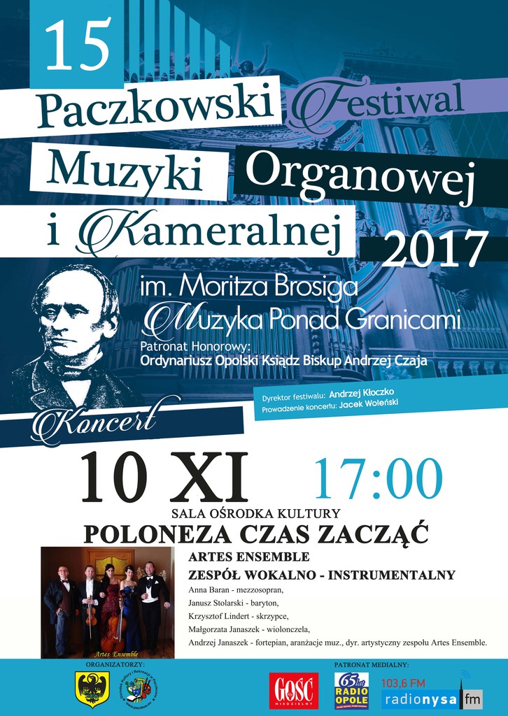 Przed nami 10 listopada ostatni z koncertów w ramach 15. Paczkowskiego Festiwalu Muzyki Organowej i Kameralnej im. Moritza Brosiga