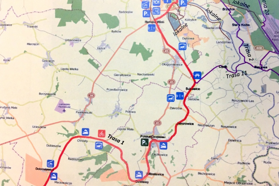 Mapa z planowaną trasą rowerową [fot. archiwum gminy Polska Cerekiew]