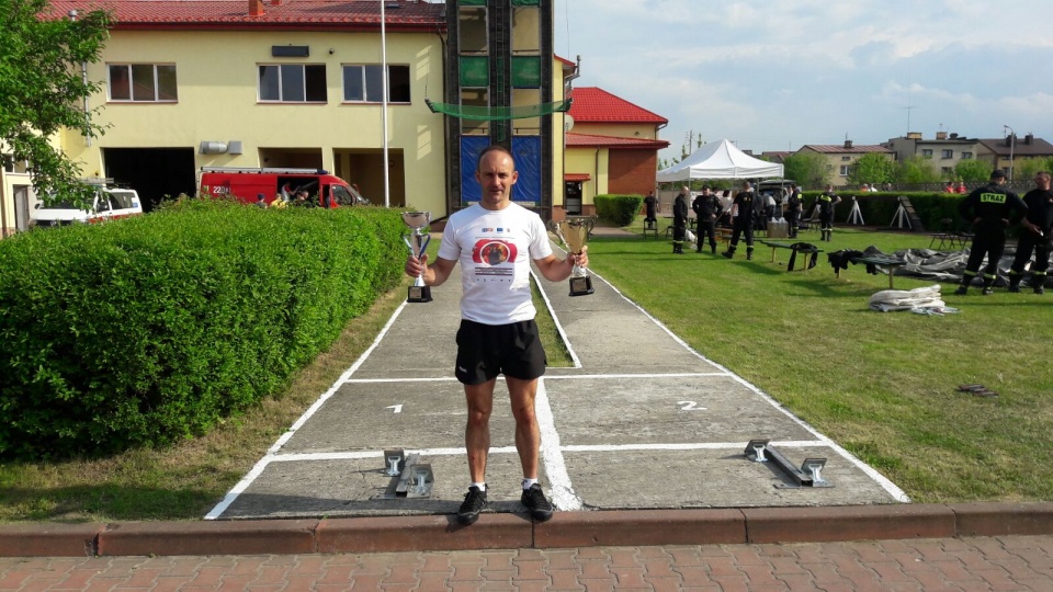 Krzysztof Zyga na podium XXVII Turnieju w Dwuboju Pożarniczym