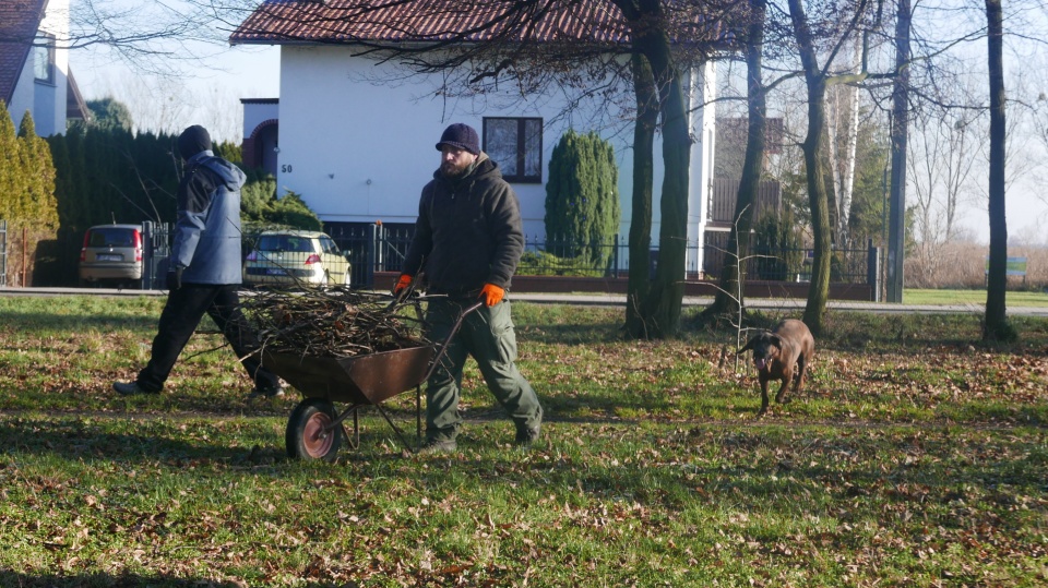 Sprzątanie parku w Sławicach [fot. Ewelina Laxy]