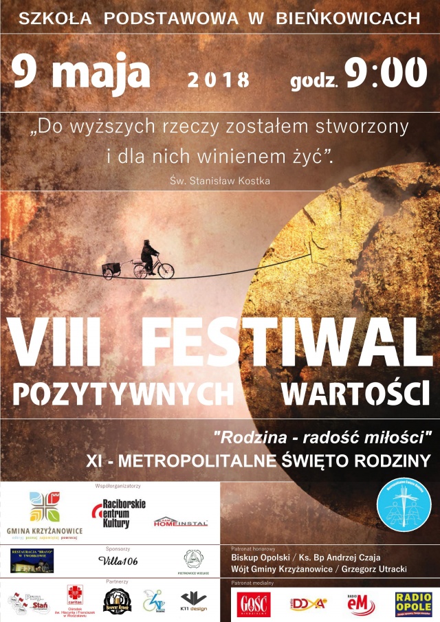 Po raz ósmy w Bieńkowicach zorganizowany zostanie Festiwal Pozytywnych Wartości