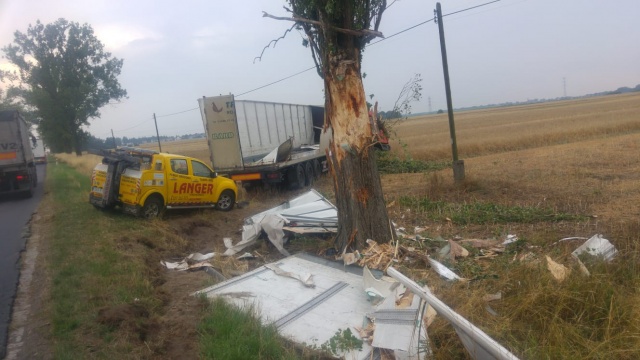 Ciężarówka uderzyła w drzewo w Pietnej