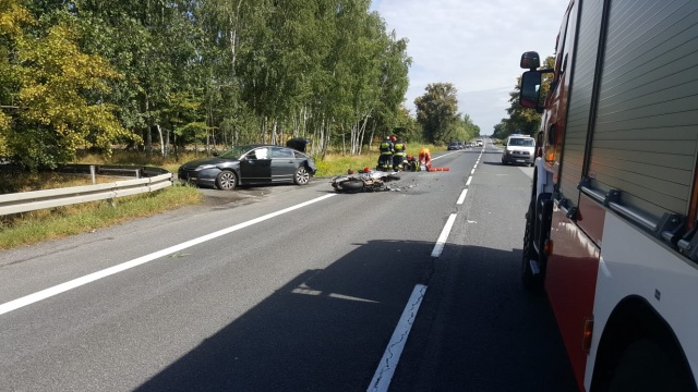 Wypadek w Prądach. Ranny motocyklista