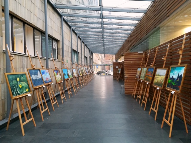 Wystawa poplenerowa w holu Urzędu Marszałkowskiego