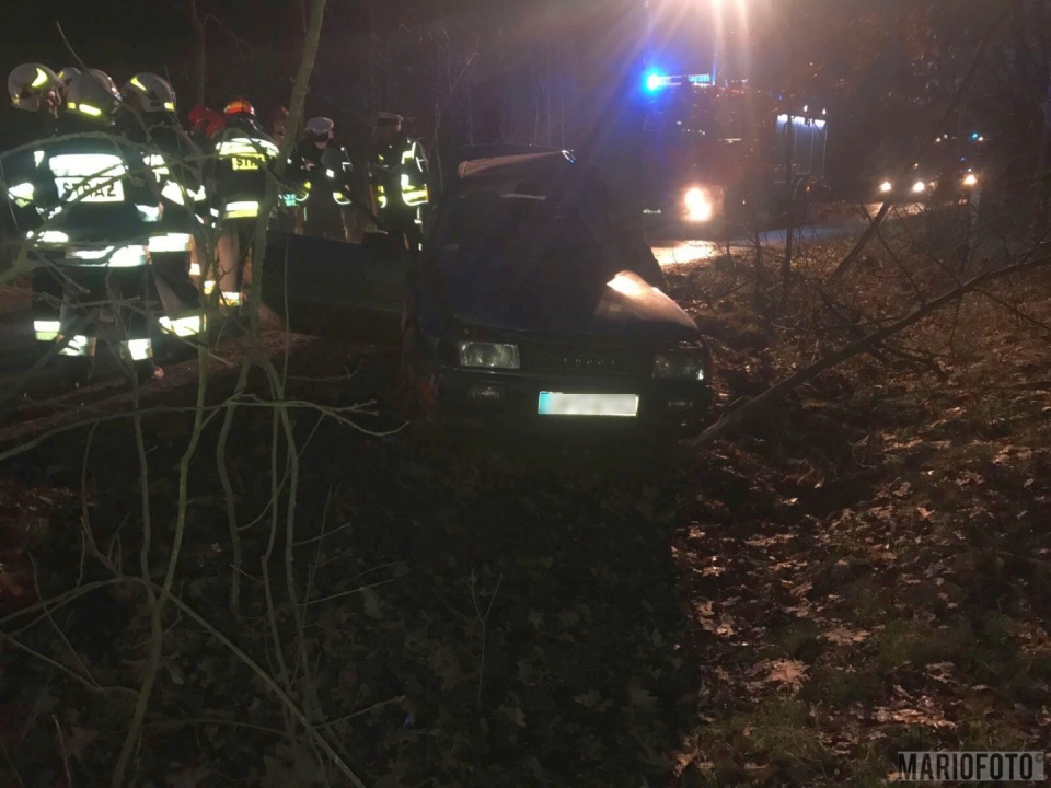 Audi uderzyło w drzewo w Popielowie [fot. Mariusz Materlik]