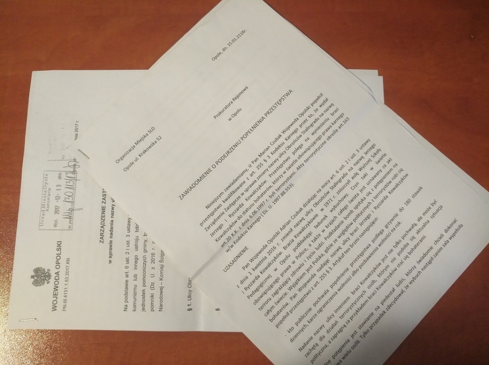 Pismo SLD złożone do Prokuratury Rejonowej w Opolu [fot. Katarzyna Doros]