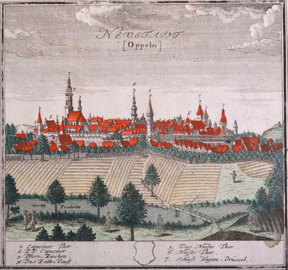 Panorama Prudnika. Weduta Wernera 1737 – 1752 [zdj. Internet]