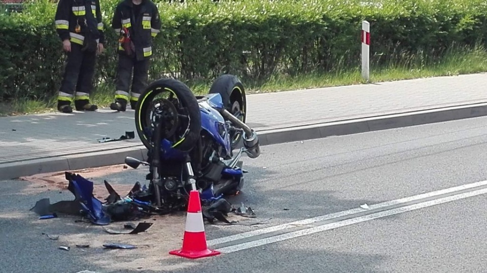 Wypadek z udziałem motocyklisty [fot. Mario].