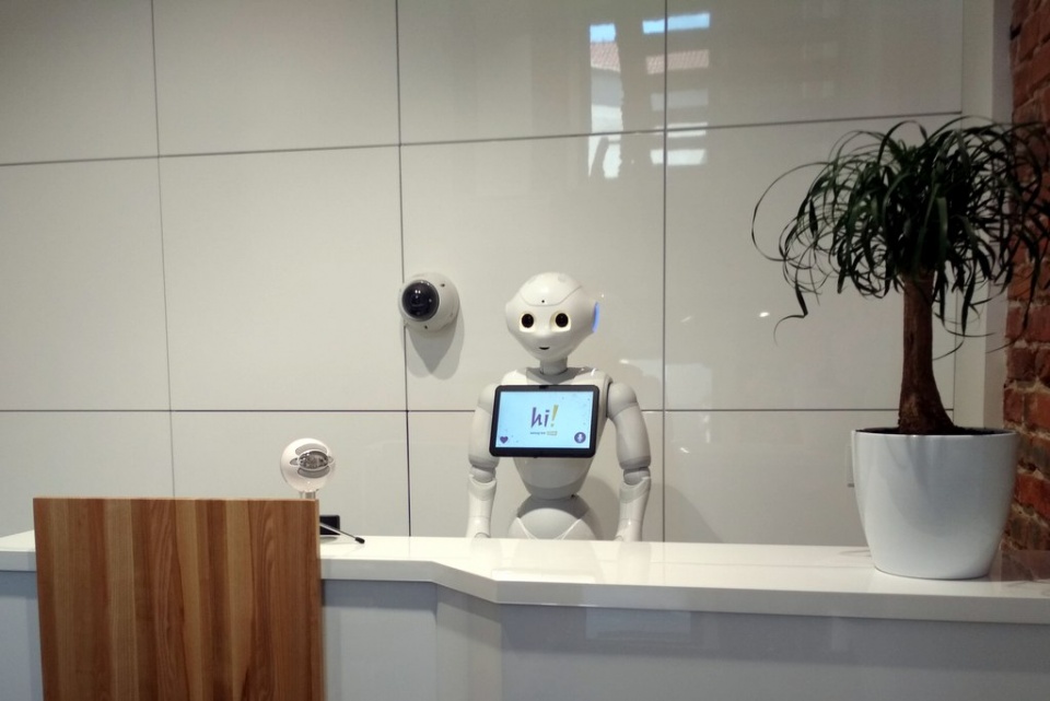 Uśmiechnięty i przyjazny - w Opolu na recepcji jednej z firm pracuje robot [fot. Joanna Matlak]