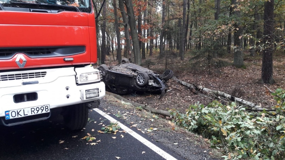 28-letni kierowca zginął w wypadku na DK 45 w miejscowości Jasienie [fot. policja Kluczbork]
