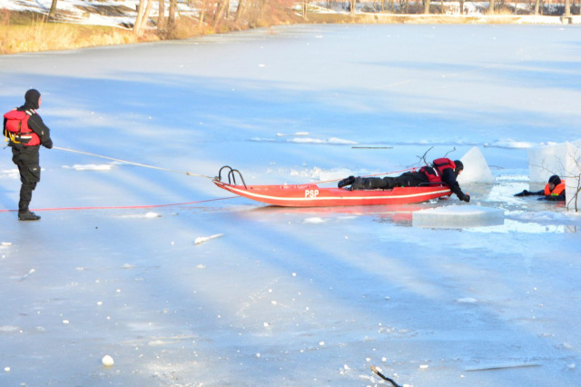 Mężczyzna rzucił się na ratunek psom, pod którymi załamał się lód. Po chwili sam potrzebował pomocy