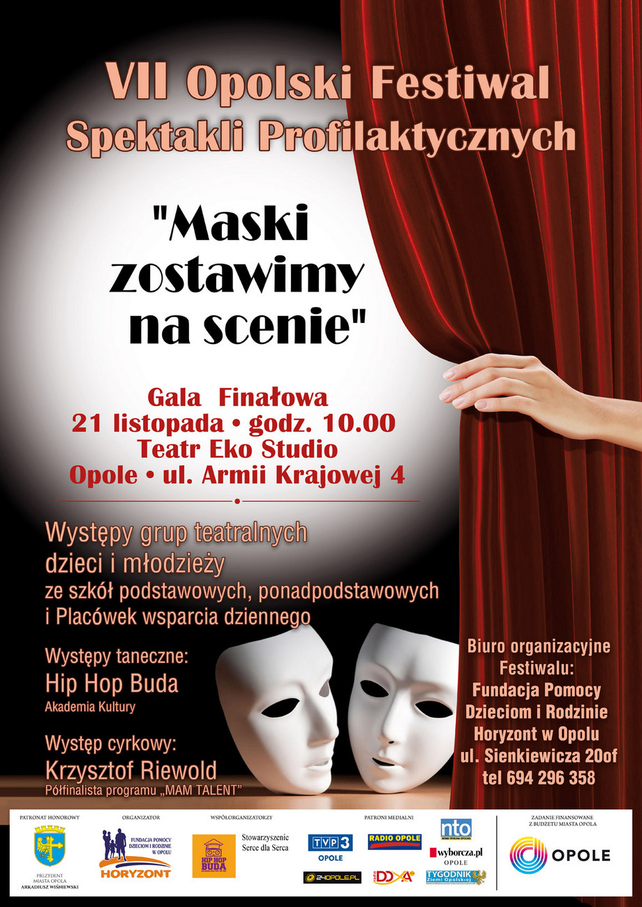 „Maski zostawimy na scenie” – Gala Finałowa VII Opolskiego Festiwalu Spektakli Profilaktycznych już w czwartek! [materiały organizatora]