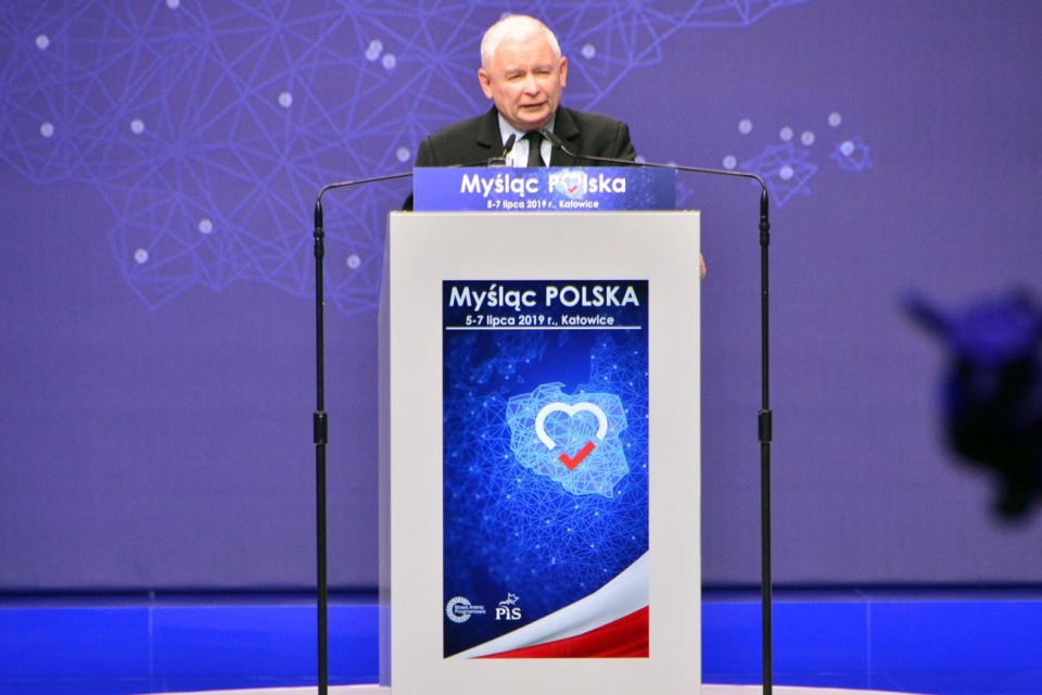 Jarosław Kaczyński podczas konwencji w Katowicach [fot. Daniel Klimczak]