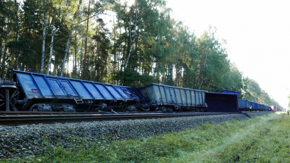 Wykolejony pociąg towarowy na odcinku Tarnów Opolski - Opole [fot. Mariusz Chałupnik]