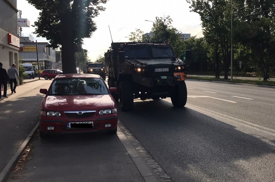 Przejazd sprzętu wojskowego na próbę generalną przed defiladą w Katowicach [fot. Mario/Opole]