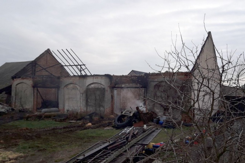 Pożar stodoły w Ścigowie [fot. KP PSP Krapkowice]