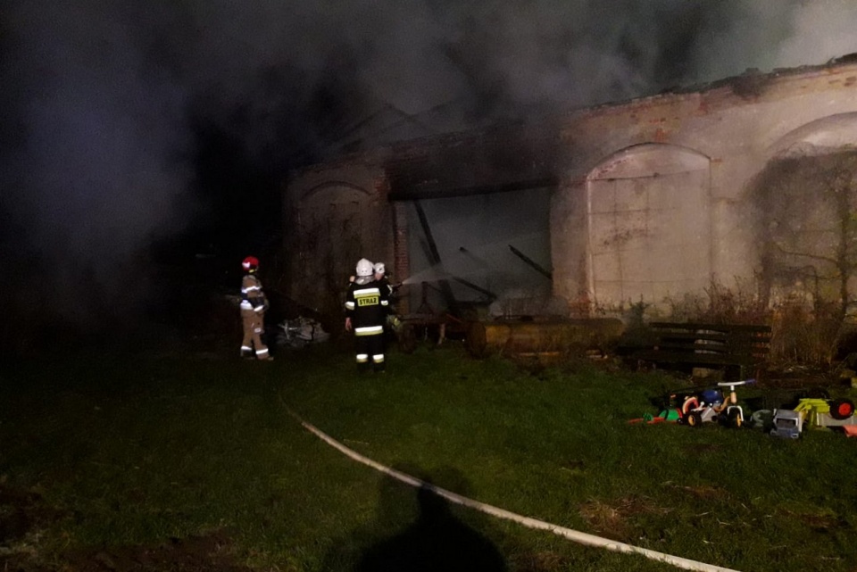 Pożar stodoły w Ścigowie [fot. KP PSP Krapkowice]