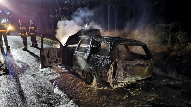 Rodzina ze Szwecji uniknęła tragedii. Wszyscy zdążyli opuścić płonący samochód
