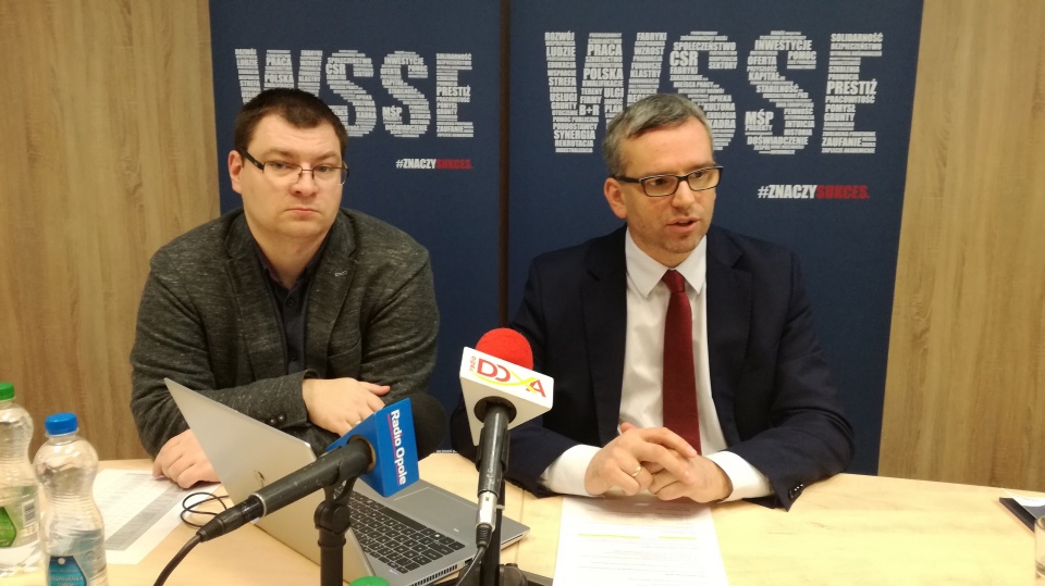 Wiceprezes Krzysztof Drynda - konferencja dotycząca inwestycji w WSSE w 2019 [fot.P.Wójtowicz]