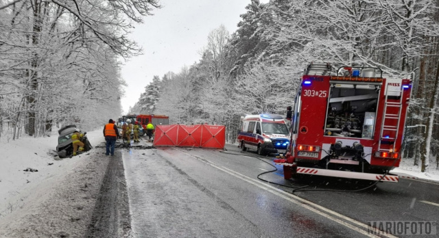 Śmiertelny wypadek na DK 46 w rejonie Dąbrowy. Droga jest zablokowana [AKTUALIZACJA]