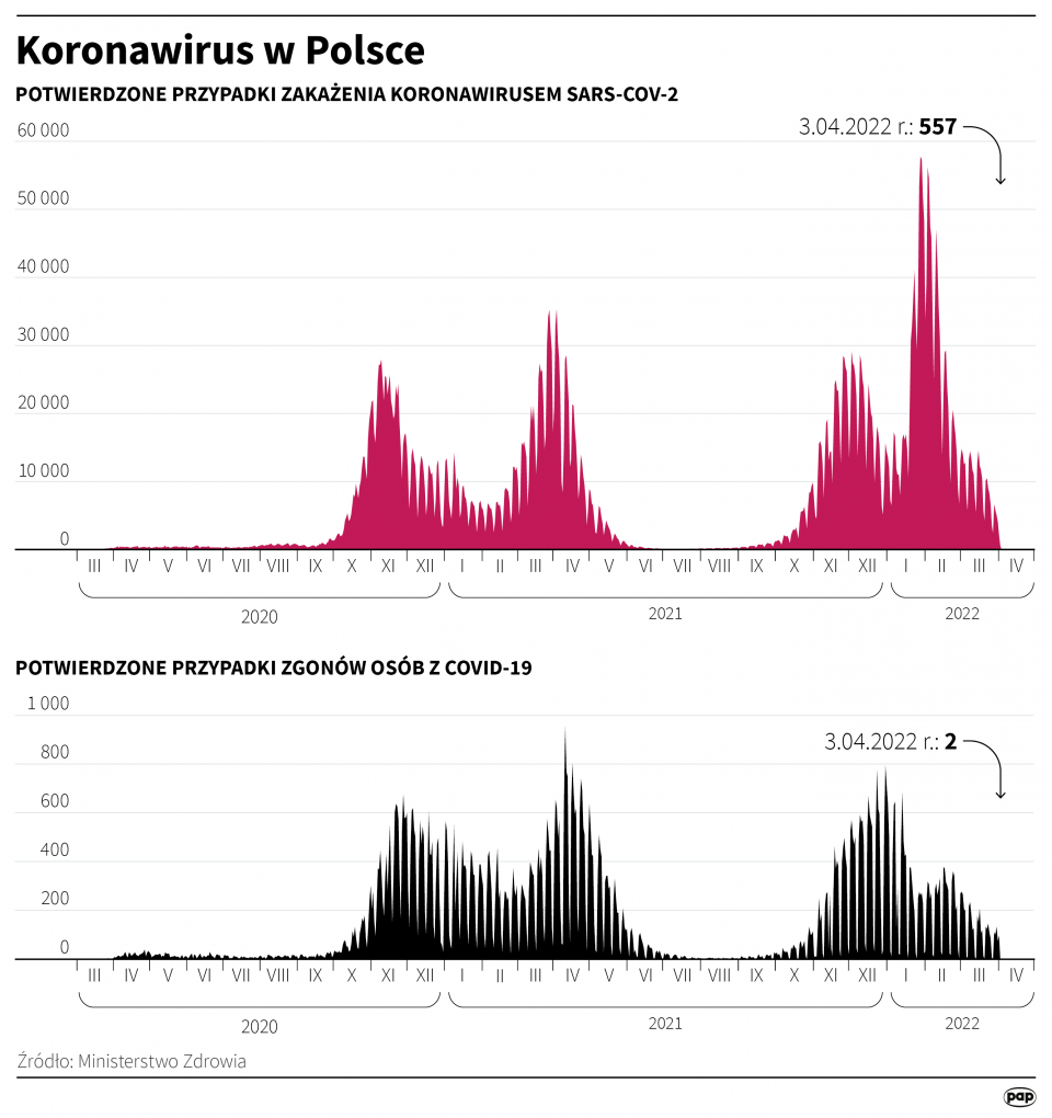 Koronawirus w Polsce - stan na 3 kwietnia [Autor: Maria Samczuk, źródło: PAP]