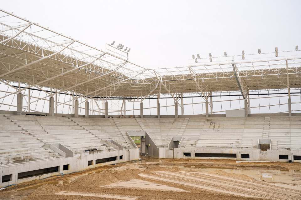 Stadion opolski w trakcie budowy - grudzień 2023 [fot. Adam Dubiński]