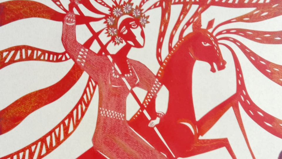 Fragment jednej z prac ukraińskich twórczyń specjalnie zrobiona na wystawę w Prudniku i nawiązującą do jej tytułu „Zabić smoka” [fot.MZP]