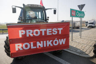 Protest rolników w Dobrodzieniu na DK46 [fot. Sławomir Mielnik]