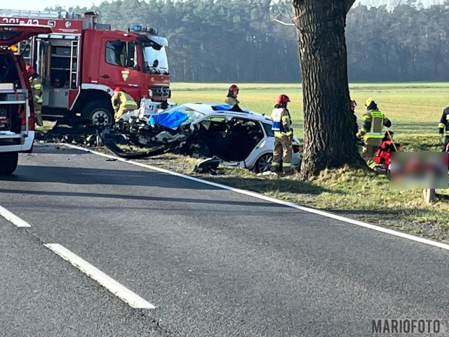 Wypadek na trasie Opole - Kluczbork. Na DK45 zderzyły się czołowo dwa auta [AKTUALIZACJA]