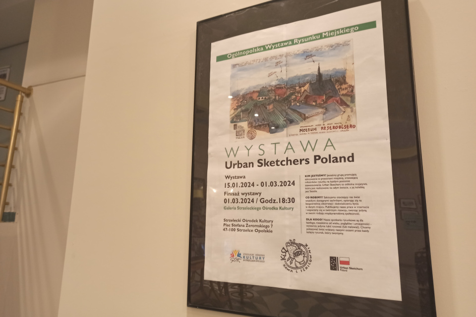 Wystawa grupy Urban Sketchers Poland w Strzeleckim Ośrodku Kultury [fot. Joanna Gerlich]