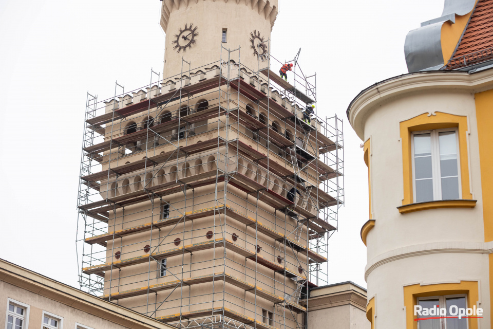 Remont wieży ratuszowej w Opolu [fot. Sławomir Mielnik]