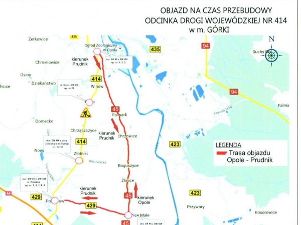 Mapa objazdu Opole-Prudnik, Wojewódzki Zarząd Dróg w Opolu